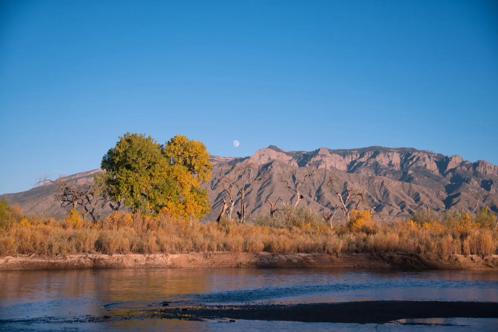 Rio Grande valley at sunset, New Mexico